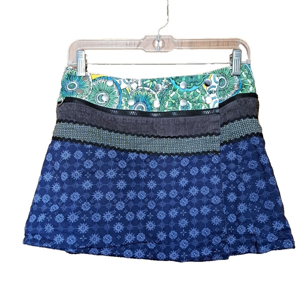 Zand Amsterdam Reversible Wrap Mini Skirt‎ Snap-Button Adjustable Waist One Size